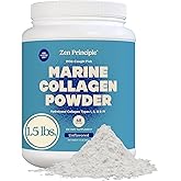 Zen Principle Marine Collagen Peptides Powder 1.5 lb. Wild-Caught Fish, Non-GMO. Supports Healthy Skin, Hair, Joints and Bones.Hydrolyzed Type 1 & 3 Protein. Amino Acids.Unflavored, Easy to Mix.