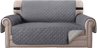 BellaHills Water Repellent Loveseat Sofa Cover Grey Beige 2 Seater