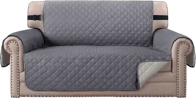 BellaHills Water Repellent Loveseat Sofa Cover Grey Beige 2 Seater
