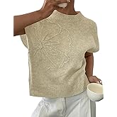 BQDCQB Womens Floral Sweater Vest Cute Cap Sleeve Tops 3D Flower Decor Knit Tank Top Loose Spring Fall Summer Clothes 2026