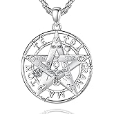 CELESTIA 925 Sterling Silver Tetragrammaton Pendant/Tetragrammaton Rings/Masonic Necklace/Pentagram Jewelry for Women Men