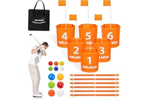 CWLAKON Backyard Golf Game for Family Adults Kids, Yard Golf Chipping Game, Outdoor Golf Practice Games for Beach, Camping, Park, Lawn, Picnic, 6 Hole Golf Course, Field Day Family Reunion Party Games