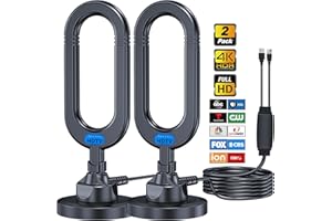 WU-MINGLU Antenna Tv Digital HD Indoor - 2 Pack Smart TV Antennas 2024 Newest Clear 4K Up to 380 Miles Long Range Local Channels HDTV Indoor Outdoor Amplifier Signal Booster Cable Easy Setup