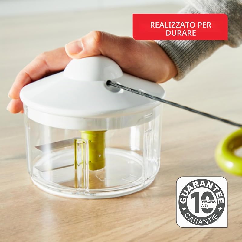 , K13304, tritatutto da 5 secondi, non necessita di corrente, capacità: 500 ml, tritatutto multiuso per verdure, frutta, cipolle, noci, aglio, alimenti per bambini, bianco/verde