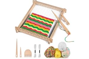 adorbox Weaving Loom, Wooden Weaving Loom for Kids Adults, 9x11inch Handmade Knitting Loom for Beginners Adults Kids with Yarn Rods Combs Shuttles Rubber Bands and Instructions
