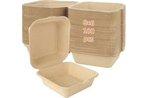 MUXHEL 100Pcs 6x6 Clamshell To Go Food Containers Disposable, Clamshell Take Out Containers with Lid, Clamshell Meal Prep Con