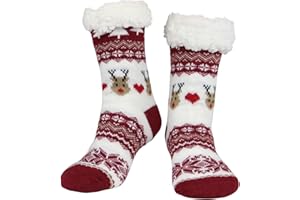 Sooneeya Slipper Socks for Women with Gripper - Winter Non Slip Thick Fuzzy Socks - Warm Cozy Christmas Gift