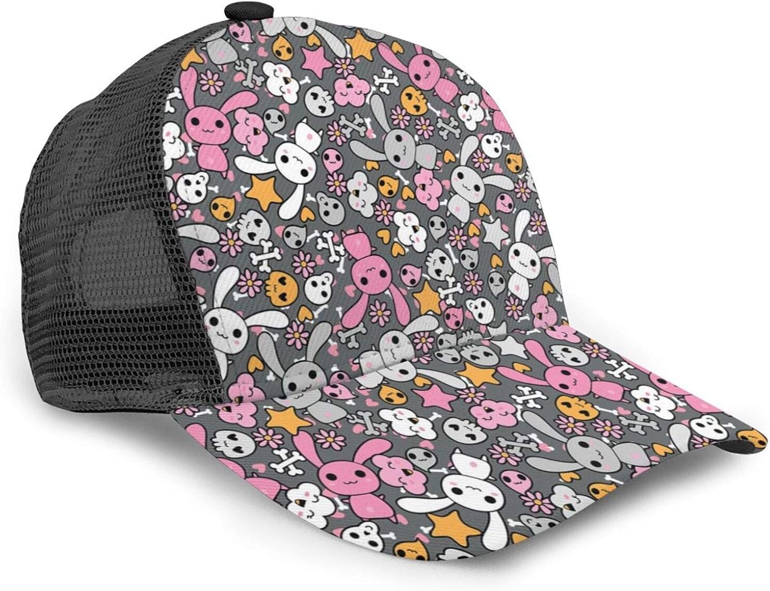 Kawaii Bunnies and Clouds with Cute Heart Eyed Skulls Japanese Anime