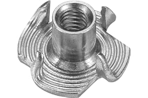 HARFINGTON M4x8mm T-Nuts 4 Pronged Tee Nut 304 Stainless Steel Threaded Inserts for for Wood, Rock Climbing Holds, Cabinetry,