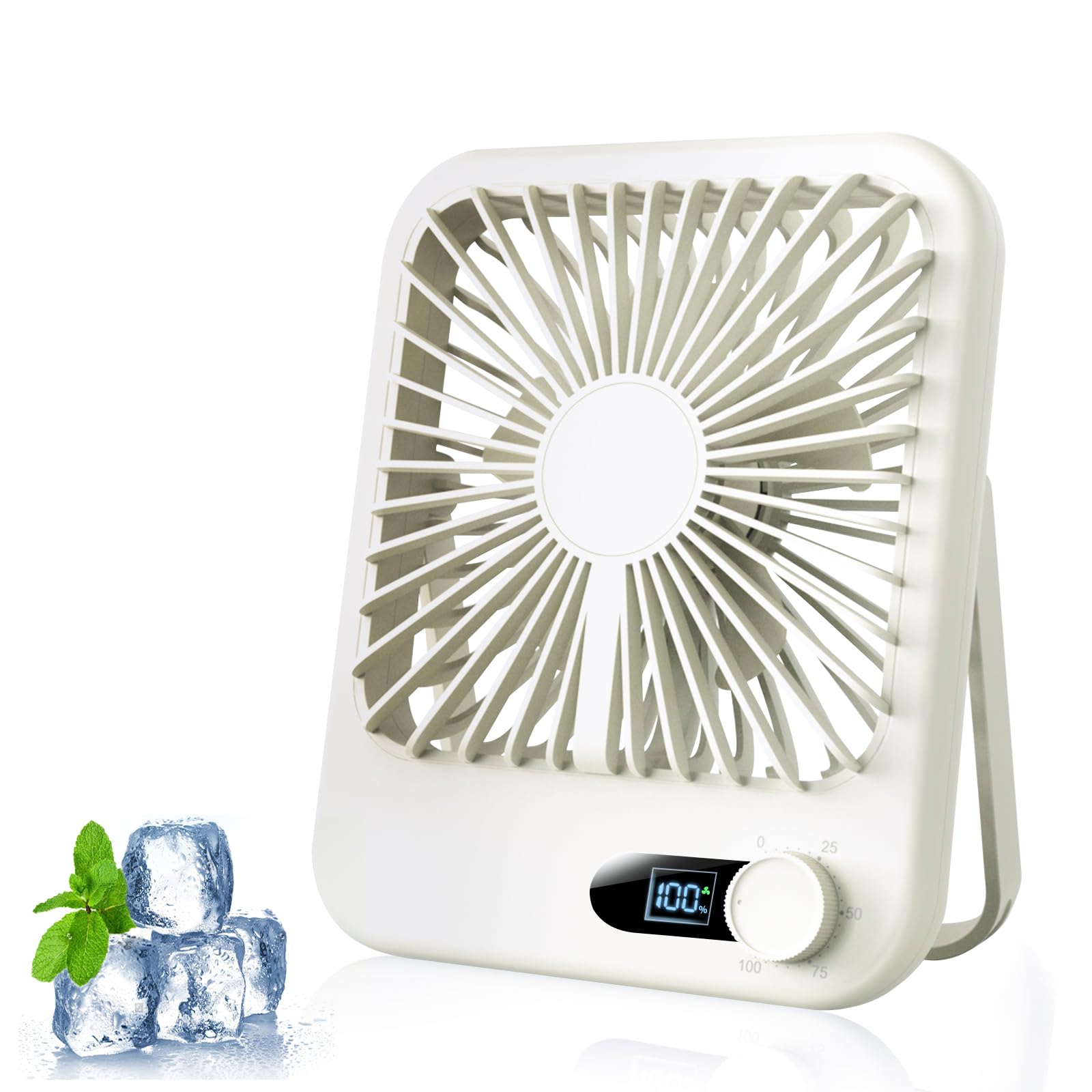 Photo 1 of WhiteRhino Rechargeable Desk Fan, USB Portable Air Circulator - 100 Speeds, 39ft, 180 Tilt, Ultra Quiet Digital Display Travel Fan for Bedroom, Home Office