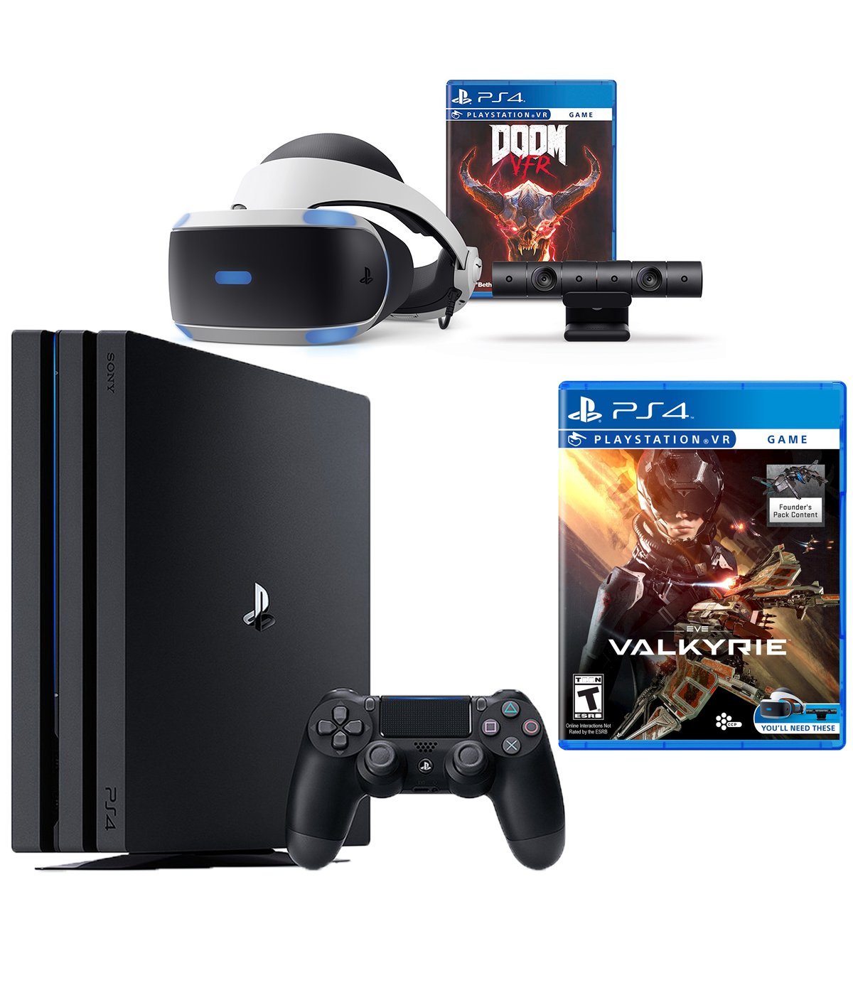 Amazon Com Playstation Vr Bundle 3 Items Vr Headset Playstation Camera Playstation 4 Pro 1tb Vr Game Disc Psvr Ev Valkyrie Video Games