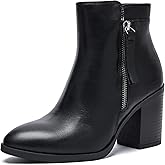 Ruiee Women's Ankle Boots Low Chunky Heeled Booties Casual Comfortable Fall Winter Pointed Closed Toe Short Boots for Women.