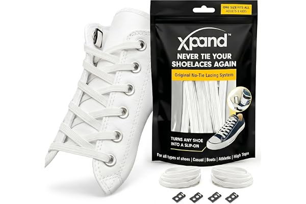 Xpand No Tie Elastic Shoe Laces. 1 Size Fits All for Adults & Kids | Stretch Laces for Sneakers, Runners & High Top Shoes