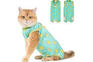 Avont Cat Recovery Suit - Kitten Onesie for Cats After Surgery, Cone of Shame Alternative Surgical Spay Suit for Female Cat, Post-Surgery or Skin Diseases Protection -Duck(M)