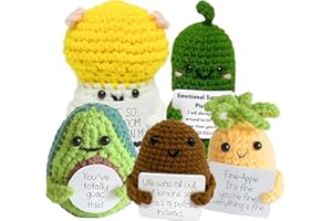TWODEER 5PCS Handmade Emotional Support Pickled Cucumber Pickle Gift, Cute Room Decor Emotional Support Plush Crochet Gift, Fun Stress Relieving Toys Creative Knitting Dolls with Positive Affirmation Card