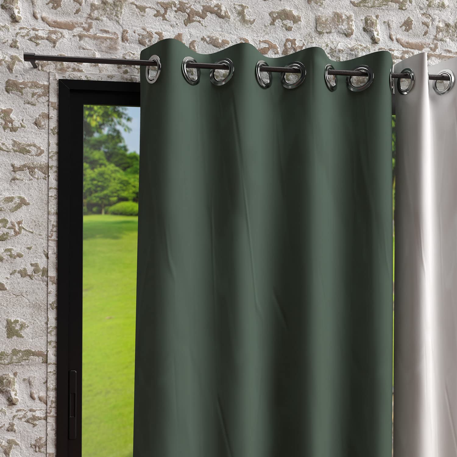 Soleil d'ocre Green Polyester Curtains & Curtains 140 x 250 cm