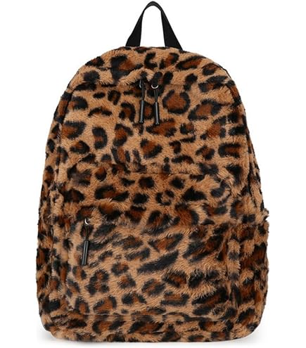 HOKMAH Cute Backpack Fuzzy Cheetah Shoulder Bag, Y2k Purse Fleece Chic Bookbag Trendy Aesthetic Coquette Daypack 90s Purse (Brown) : Clothing, Shoes & Jewelry