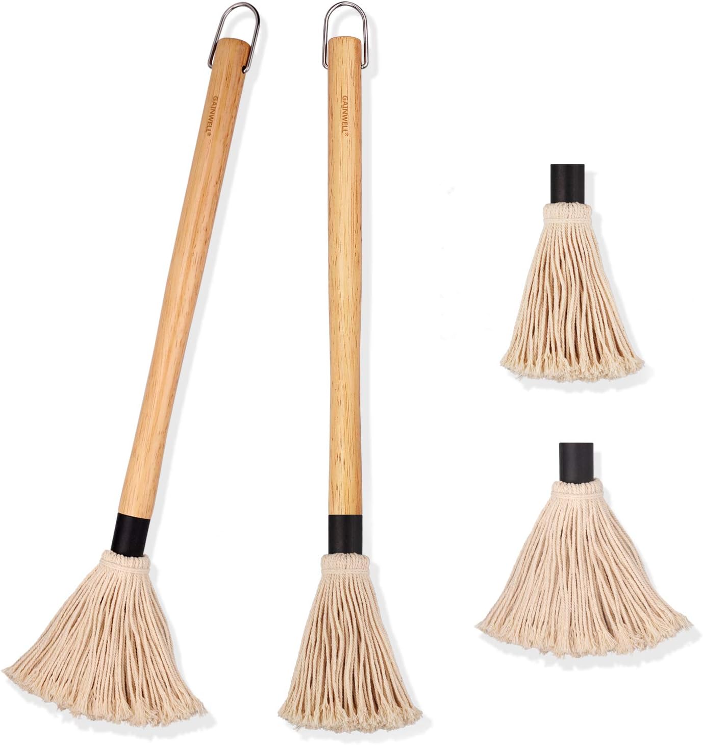 GAINWELL 47cm BBQ Sauce Basting Mops with Long Wooden Handle 2 Pack and