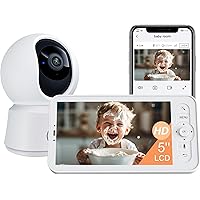 ARENTI Baby Monitor, Video Baby Camera with 5-Inch Wireless Display, 360° View, Auto-Night Vision, Temperature Sensor, Sound