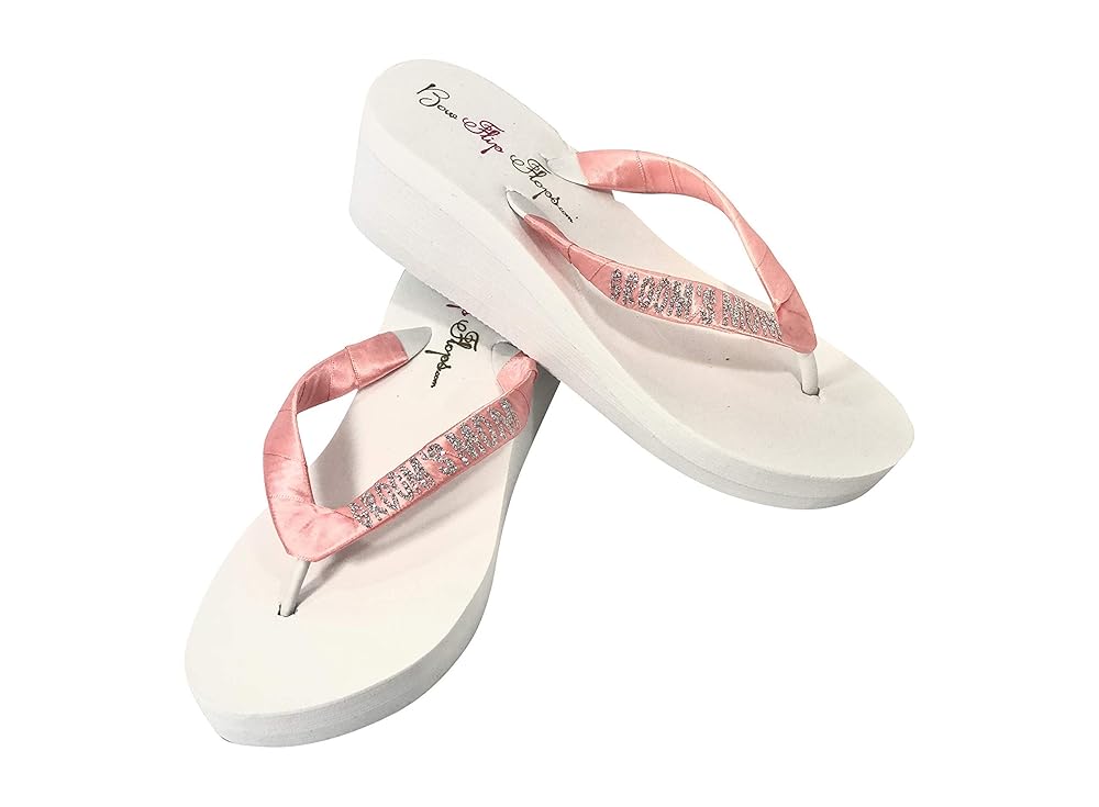 bride and groom flip flops personalized