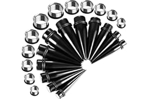 BodyJ4You 24PC Ear Stretching Kit - 00G-20mm Big Gauges - Surgical Steel Single Flare Tunnels Plugs Solid Acrylic Tapers - Stretchers Weights Expanders Eyelets