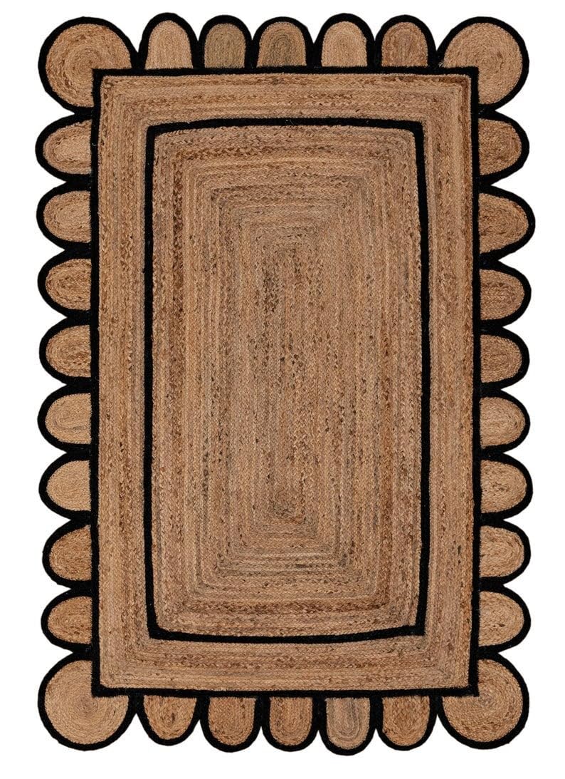 scalloped natural jute area rug for bedroom living room, kitchen, patio, hallway, entryway, indoor, 