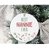 FundingCharlee Best Nannie Ever Ornament - Christmas Tree Decoration Ceramic Ornament Gifts for Nannie - Christmas Keepsake Ornament Gift - Christmas Ornament Gifts for Nannie Printed on Both Sides