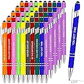 Greengines 50 Pieces Inspirational Pens, Motivational Ballpoint Pen with Stylus Tip Funny Ink Pens Bulk Inspirational Gifts for Women Coworkers Office Supplies Black Ink