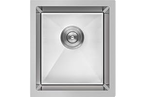MENATT 15-inch Undermount Kitchen Bar Sinks, 304 Stainless Steel Handmade Bar Sink Undermount, Single Bowl Kitchen Sink Brushed, 15" x 17" x 8"