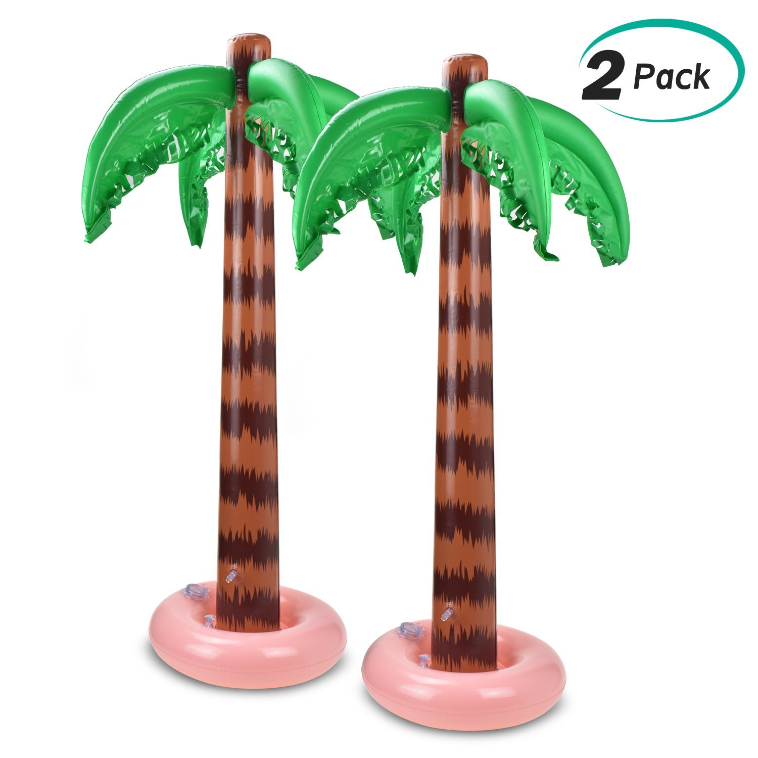 Alcoon 2 Pack Inflatable Palm Trees 90 CM Coconut Trees Beach Backdrop Favor for Tropical Hawaiian Luau Party Decoration