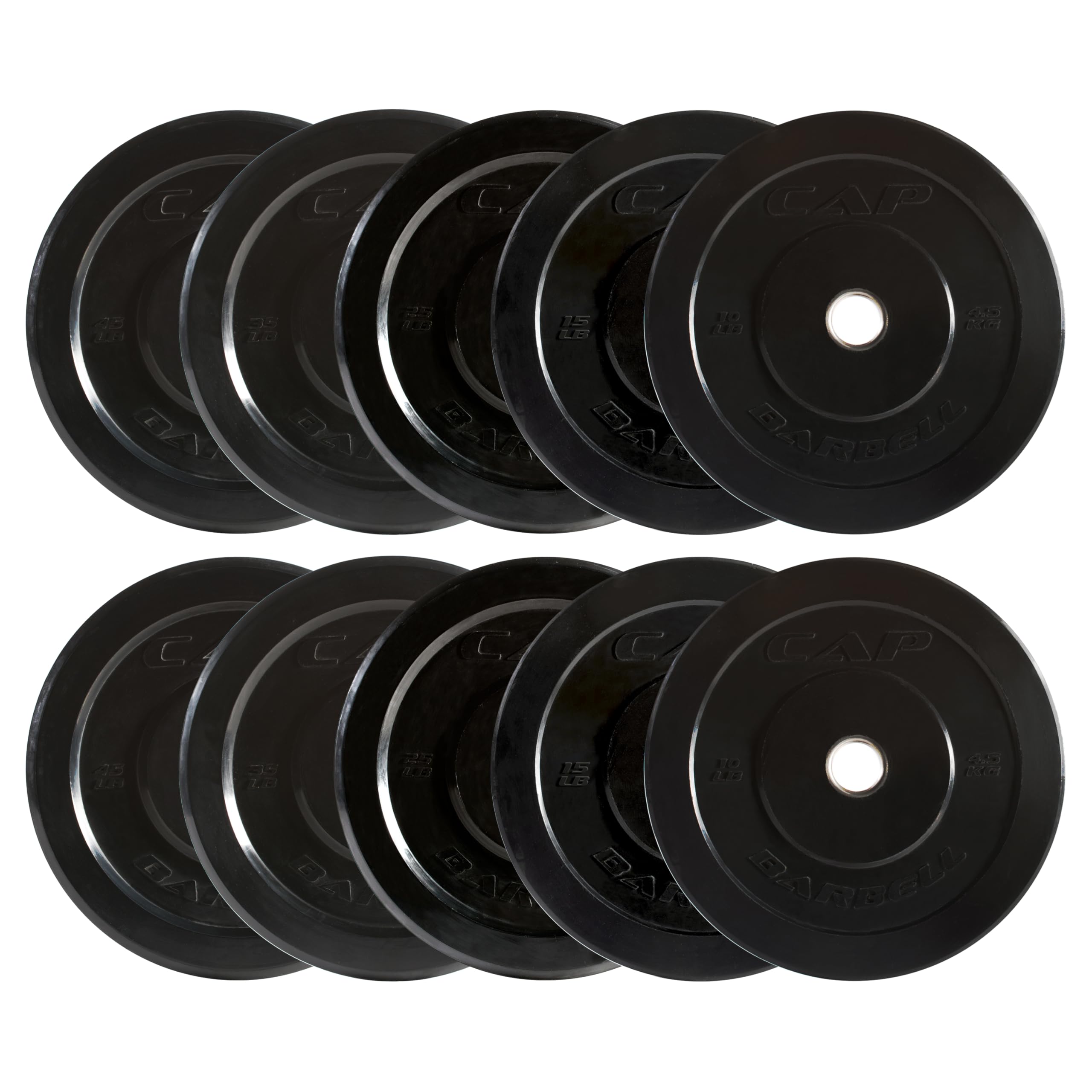 CAP 260lb Elite Olympic Bumper Plate Weight Set