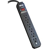 Eaton Tripp Lite TLP606B Black 6 Outlet Surge Protector Power Strip | 6ft Power Extension Cord , 900 Joules, EMI/RFI Filtering, Under Desk &amp; Wall Mountable, Warranty &amp; $20,000 Insurance