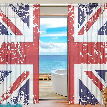 Bennigiry Retro Union Jack Uk Flag Pattern Print Polyester Tulle