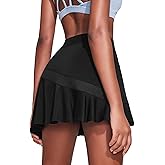 Ekouaer Womens Tennis Skirt Pleated Athletic Skort with Pocket Anti-Slip Strip High Waisted Ruffle Golf Skirts Workout Casual