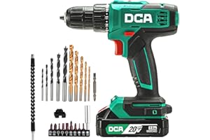 DCA Cordless Drill Set, 354 in-lbs Torque, 3/8" Keyless Chuck, Electric Power Drill with 2.0Ah Battery and Charger,18+1 Position,25-Piece 20V Drill Driver Kit, ADJZ2035