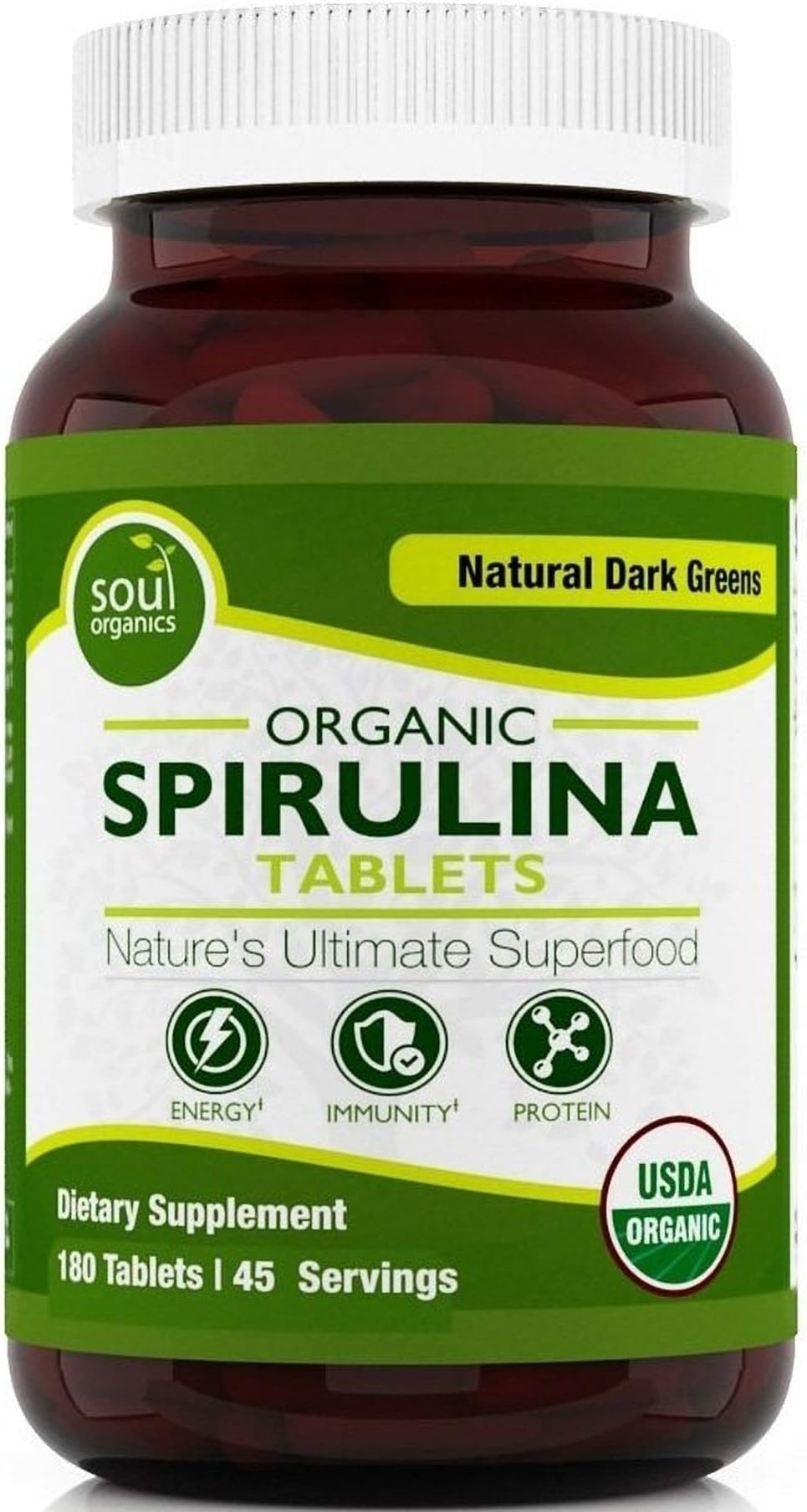 Organic Spirulina Tablets – Premium Green Algae Superfood Tablets, 500 mg 180 Tablets