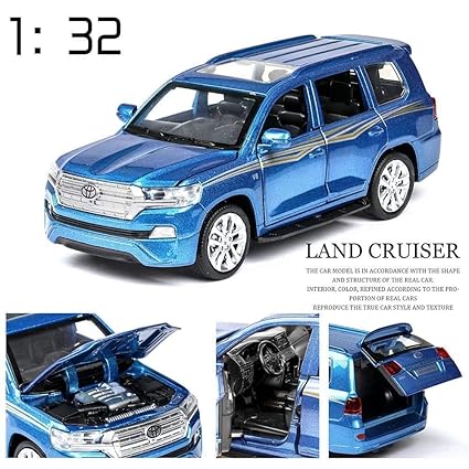 PLUSPOINT Exclusive 1: 32 Alloy Metal Pull Back Diecast Car Model with Sound Light Mini Auto Toy for Children (Land Cruiser)