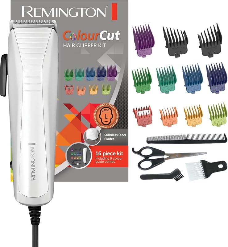 Haarschneidemaschine mit Kabel [Netzbetrieb, selbstschärfende Edelstahl-Klingen mit Einstellhebel, 0,5-25mm] Haarschneider Colour (11 Aufsteck- & Seitenkämme, Friseur-Set) Haartrimmer HC5035
