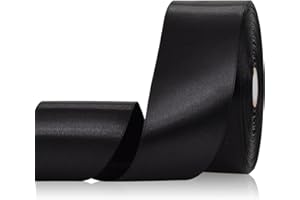 Sagaat Black Satin Ribbon 2 Inch 60 Yards, Versatile Black Fabric Ribbons for Gift Wrapping, Flower Bouquet, Wedding, Crafts, Festival, Halloween and Outdoor Decor