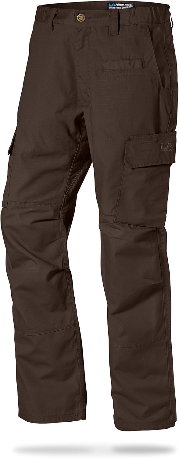 LA Police Gear Men's Urban Ops Tactical Cargo Pants - Elastic WB - YKK Zipper: Clothing