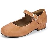 Hehainom Girls Dress Shoes Mary Jane Ballet Flats Little Big Kids Flower Girl Low Heels School Wedding Party Shoes