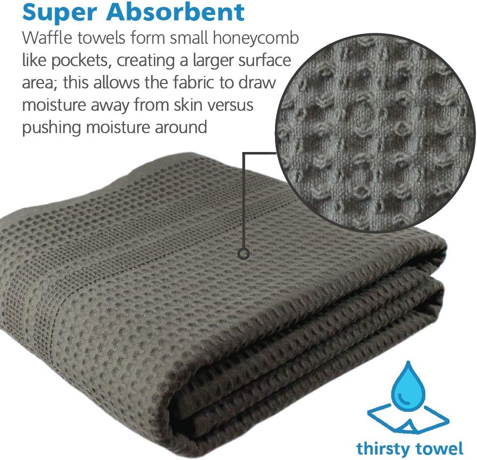 Premium Large Waffle Weave Bath Sheet 100% Natural Cotton – Generous Size Lightweight Ultra Absorbent Quick Drying Fade Resistant (Stone): Kitchen & Dining