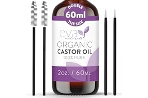 Eva Naturals Organic Castor Oil – 100% Pure, Cold-Pressed & Unrefined – Organic Oil for Hair, Eyelashes & Eyebrows – Helps Co