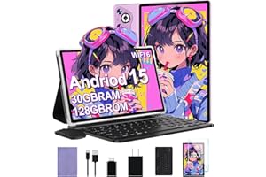 2025 Android 15 Tablet, 30GB RAM + 128GB ROM 1TB TF, 10.1 inch Tablets with Keyboard and Mouse, 1280 * 800 IPS HD, Widevine L