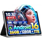 Raemond Android 16 Tablet 10 Inch with Case, 26GB RAM 128GB ROM | 1280 x 800 IPS HD Widevine L1, Octa-Core, 1TB Expandable, WiFi 6, BT5.4, Dual Camera 5MP+8MP, 7000mAh, GPS, Dual Speakers