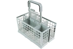Qualtex Dishwasher Cutlery Silverware Basket Holder Grey, 9 5/16 X 5 1/4 X 9 3/4 Inches With Handle. 9 5/16" X 5 1/4" X 4 7/8" Without Handle.