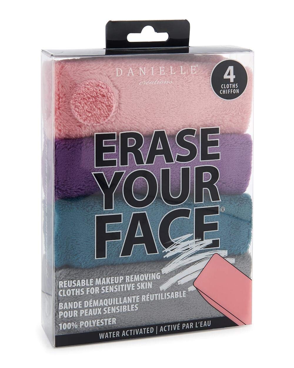 Danielle - Erase Your Face Make-Up Removing Towels (4 Towels, Pink, Purple, Green, Grey)
