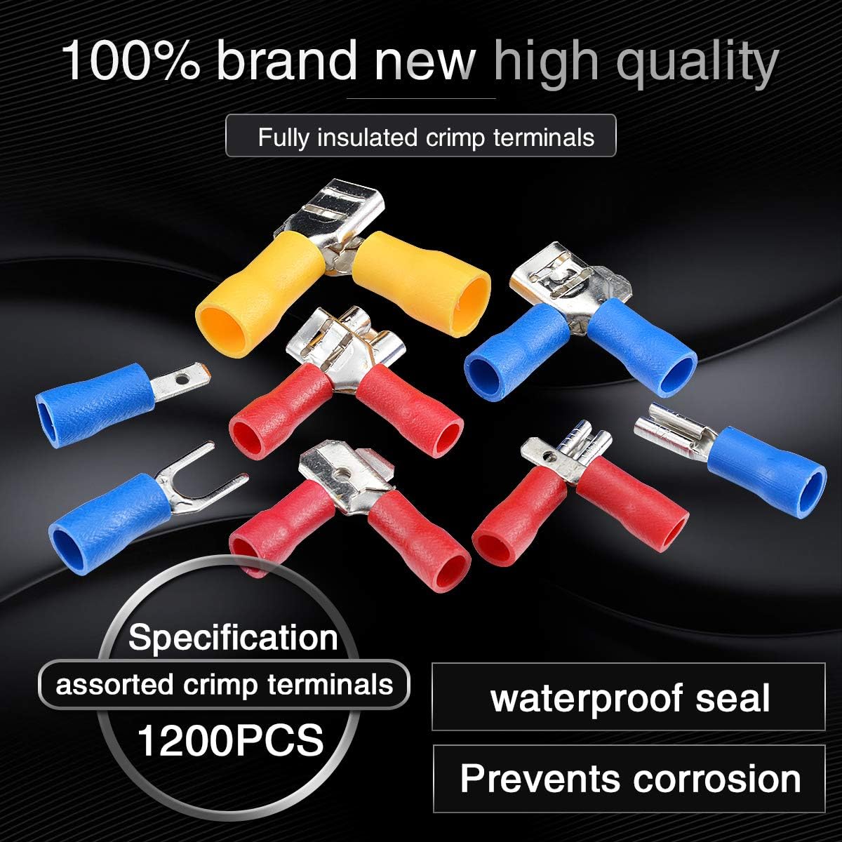 KATUR 1200Pcs Wire Terminal Crimp Connectors, Assorted Mixed Assorted Lug Kit - Image 5