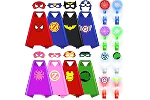 KUBUSFLY Superhero Capes for Kids, 8 Pack Halloween Costumes with Capes Masks Dress Up Set for Cosplay Party Birthday Halloween Christmas Gifts Toys for Boys Girls Kids Toddler 3 4 5 6 7+