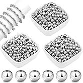 Cusmation Silver Beads for Jewelry Making 300 pcs 10 MM Pearls for Crafting, Silver Bracelet Beads for Jewelry Making, Bracelets, Necklaces, Hairs, Crafts, Decoration and Vase Filler